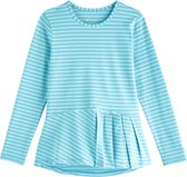 Coolibar - UV Shirt voor meisjes - Longsleeve - Aphelion Tee - Ijsblauw/Wit - maat M (122-134cm)