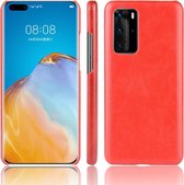 Voor Huawei P40 Pro Shockproof Litchi Texture PC + PU Case (rood)