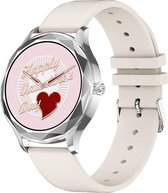 Belesy® FACET - Smartwatch Dames – Smartwatch Heren - Horloge - 1.09 inch - Kleurenscherm - Stappenteller - Bloeddruk - Hartslag - 100+ Wijzerplaten – Sporten - Zilver – Siliconen – Licht gri