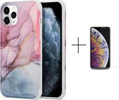 Luxe marmer hoesje voor Apple iPhone 12 | Marmerprint | Back Cover + 1x screen protector