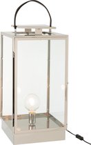 J-Line Lantaarn Lamp Metaal/Glas Zilver