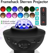 Framehack Sterren Projector - Plafond Projector - Met Bluetooth Muziek Speaker - 10 Lichtkleuren - Met Adapter & Afstandsbediening Sterrenhemel - USB Kabel - Led en Laser Lamp - Na