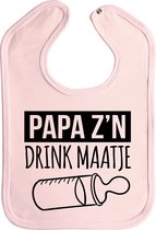 Slabbetjes - slabber - slab - baby - papa - Papa z'n drink maatje - drukknoop - stuks 1 - baby roze