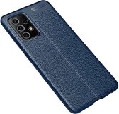 Samsung Galaxy A72 hoesje - MobyDefend TPU Gelcase - Lederlook - Navy Blauw - GSM Hoesje - Telefoonhoesje Geschikt Voor: Samsung Galaxy A72