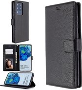 Voor Sansung Galaxy S20 Ultra Litchi Texture Horizontale Flip Leather Case met houder & kaartsleuven & portemonnee & fotolijst (zwart)