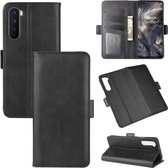 Voor OnePlus Nord Dubbelzijdige magnetische gesp Horizontale lederen flip-hoes met houder & kaartsleuven en portemonnee (zwart)