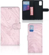 GSM Hoesje Geschikt voor Samsung Galaxy A02s Flip Cover Geschikt voor Samsung M02s Flip Case Marble Pink
