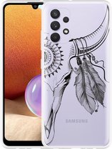 Hoesje Geschikt voor Samsung Galaxy A32 4G Boho Buffalo Skull