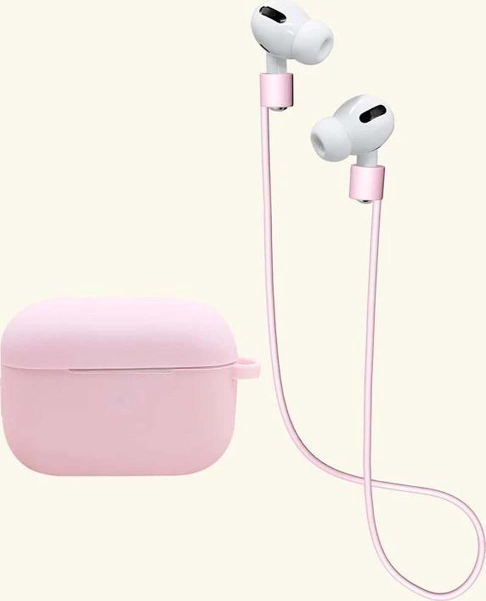 Apple AirPods Case - AirPods Pro - Roze - Pink - Cute - Omhulsel - Soft case - Koord