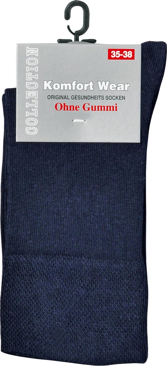 Katoenen sokken – 3 paar – navy blauw – zonder elastiek – zonder teennaad – maat 35/38