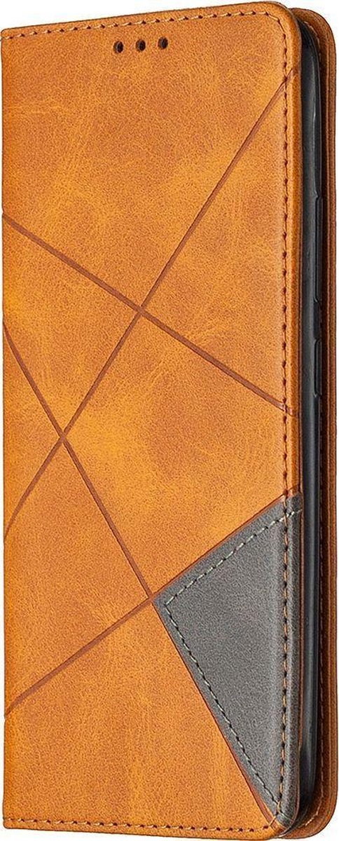 Mobigear Telefoonhoesje geschikt voor Realme C11 (2020) Hoesje | Mobigear Rhombus Slim Bookcase | Pasjeshouder voor 2 Pasjes | Telefoonhoesje voor Pinpas / OV Kaart / Rijbewijs - Cognac