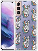 Hoesje Geschikt voor Samsung Galaxy S21 Love & Peace