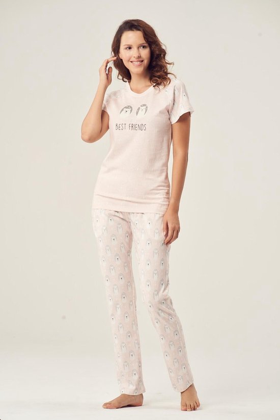 Pijadore - Dames Pyjama Set, Korte Mouwen Roze - L