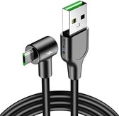 DrPhone D10 - 90° Haakse Micro USB oplaadkabel - 3A Super charge - 1 Meter - Zwart