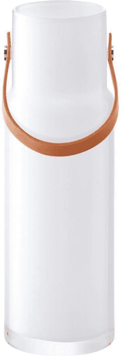 LSA Utility Vaas - Incl. Leren Handvat - Glas - Ø11 x 39,5 cm - Wit