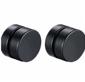 Magneet -oorbellen- Zwart-8 mm- Metaal- Heren- Dames- Geen gaatje- Charme Bijoux