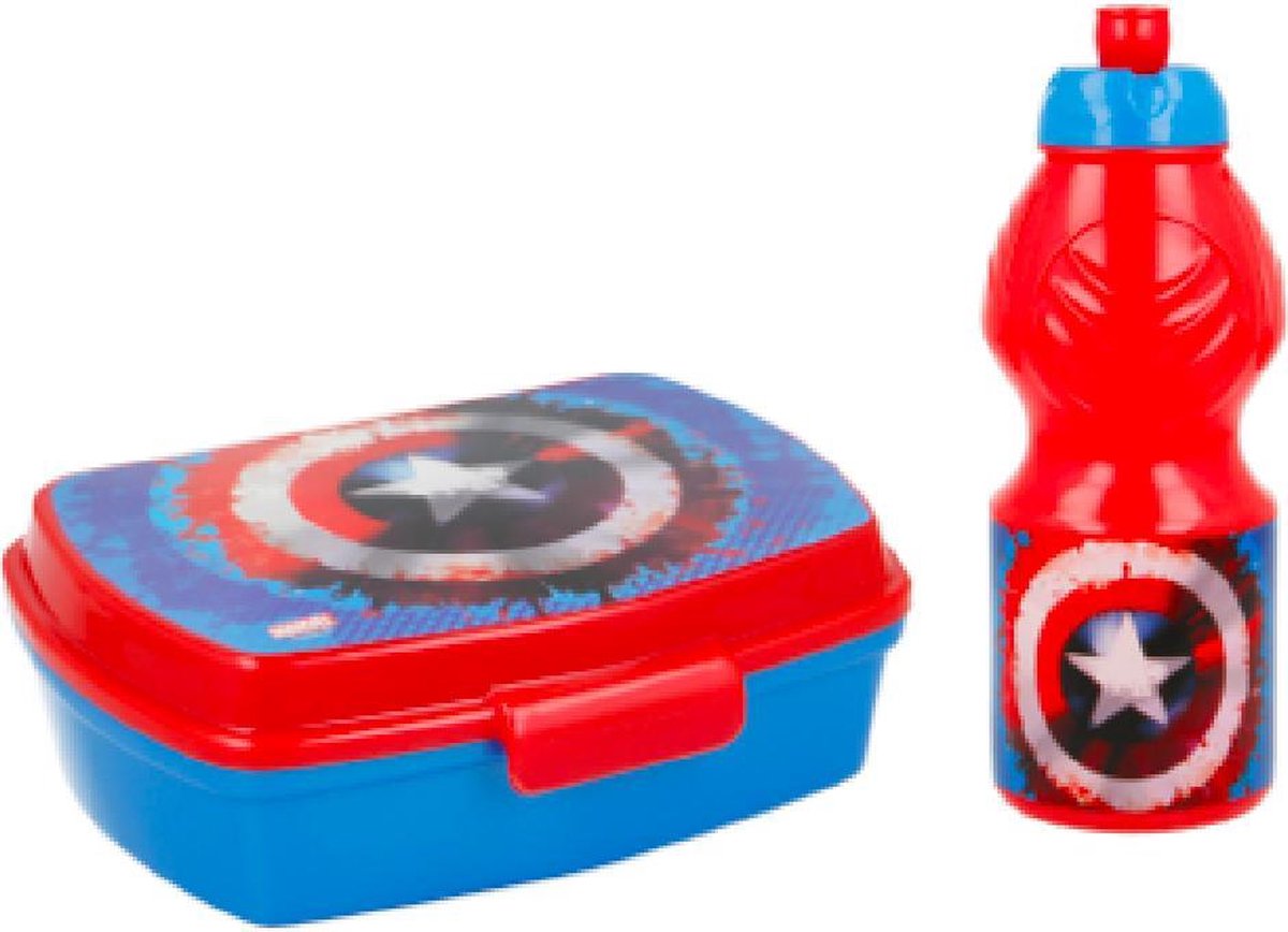 Goedkoopste Marvel Avengers - Captain America - broodtrommel drinkfles ( 18 cm hoog - 400 ml