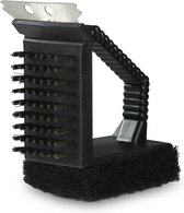 3-in-1 BBQ - Barbecue - Schoonmaakborstel - Zwart / Zilver - Kunststof / Metaal - 12 x 7 x 10 cm Vaderdag Cadeau - Voor hem - Papa - papadag