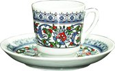 Topkapi porselein Turkse koffieset - espresso mokken met schotels - set van 12