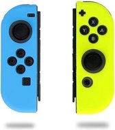 Siliconen Joy-Con Controller Hoesjes | Beschermhoes Skin | Geschikt voor Nintendo Switch & Lite | Softcover Case | Grip | Lichtblauw/Geel