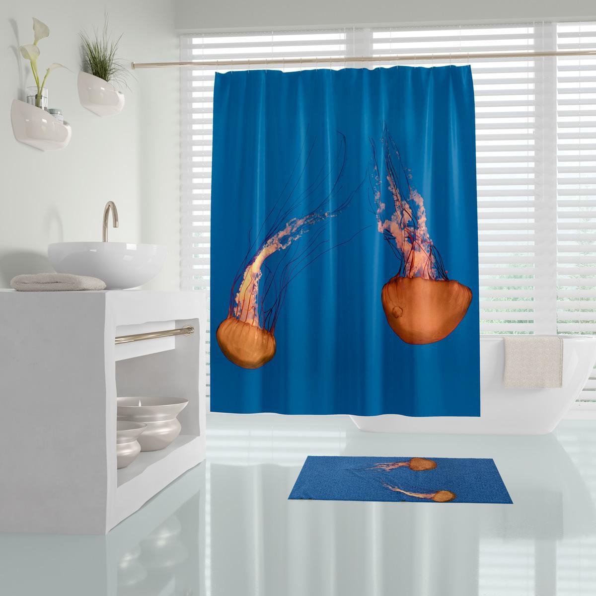 Zethome Jellyfish - Douchegordijn - 180x200 cm - Badkamer Gordijn - Shower Curtain - Waterdicht - Sneldrogend en Anti Schimmel - Wasbaar en Duurzaam
