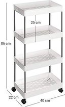 Trend24 Keukenrek - Keukentrolley - Kruidenrek - Kastje - Bijzetkastje - Ijzer - 40 x 22 x 86 cm - Wit