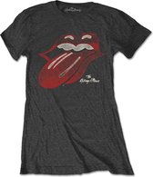 The Rolling Stones - Vintage Tongue Logo Dames T-shirt - L - Grijs