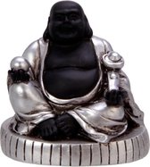 New Dutch Boeddha geluk en voorspoed - Liefde - polystone - zwart/zilver - 8cm