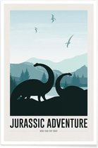 JUNIQE - Poster Jurassic Adventure I -13x18 /Blauw & Groen