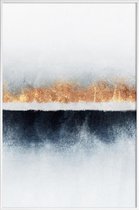 JUNIQE - Poster met kunststof lijst Horizon -13x18 /Blauw & Wit