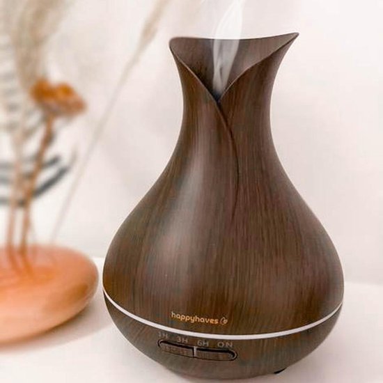Diffuseur d'arômes Aroma Spirit - nébuliseur d'huile d'aromathérapie - aspect bois brun foncé - réservoir d'eau XL 600 ml - grand espace