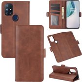 OnePlus Nord N10 hoesje - MobyDefend Luxe Wallet Book Case (Sluiting Zijkant) - Bruin - GSM Hoesje - Telefoonhoesje Geschikt Voor: OnePlus Nord N10