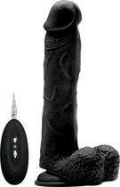 Vibrating Realistic Cock - 9" - With Scrotum - Black