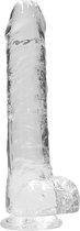 9" / 23 cm Realistic Dildo With Balls - Transparent