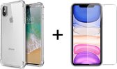 iParadise iPhone X hoesje shock proof case transparant - iPhone xs hoesje shock proof case hoes cover - 1x iphone x/xs screenprotector screen protector