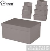 Urban Living opbergboxen - taupe opbergdoos - verhuisdozen - 8 stuks