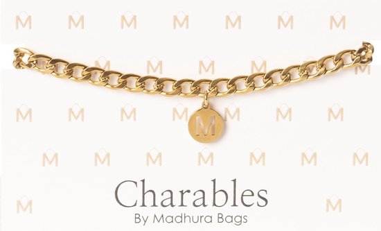 Charables by Madhura Bags Armband Elegance Goud – Waterproof – Hypoallergeen – RVS - Naamletter M