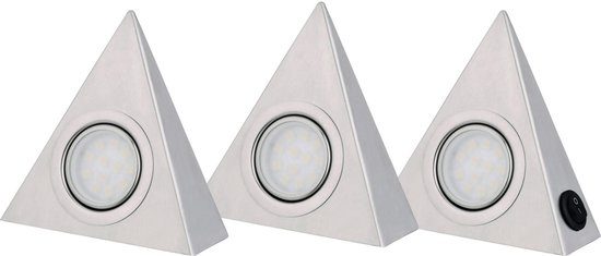3-delige set LED driehoek spot RVS * de-luxe warm wit licht 2700K (gelijk  aan... | bol.com