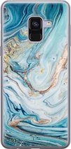Samsung Galaxy A8 2018 siliconen hoesje - Marmer blauw goud - Soft Case Telefoonhoesje - Blauw - Marmer