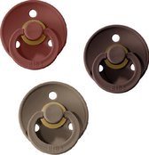 BIBS fopspenen set van 3 | RUST - CHESTNUT - DARK OAK | Maat2 - T2 Leeftijd: 6-18 maanden