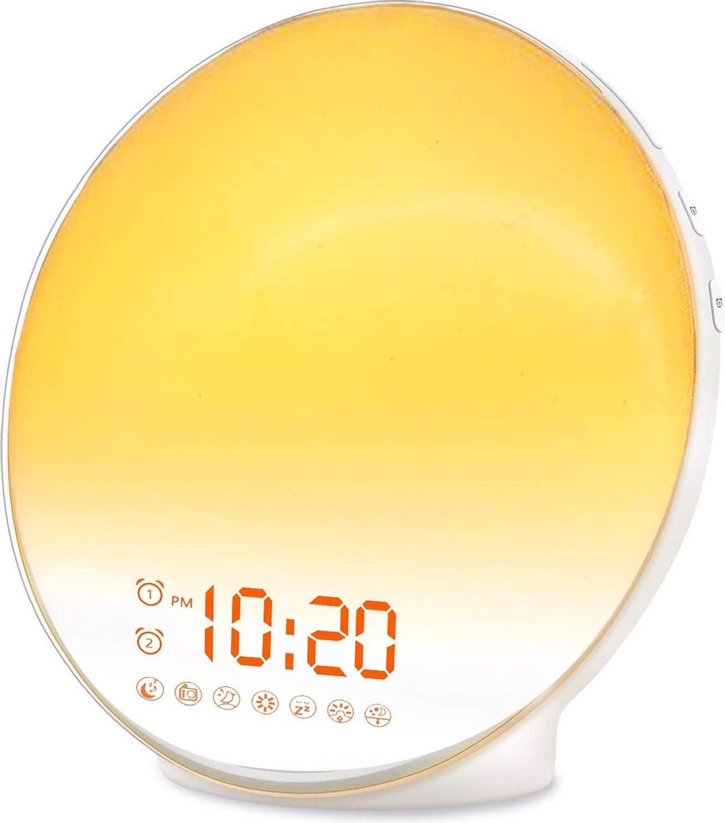 Living Nine Wake Up Light - Dubbele Alarm functie - USB aansluiting - Wekkerradio - Ook voor Kindere