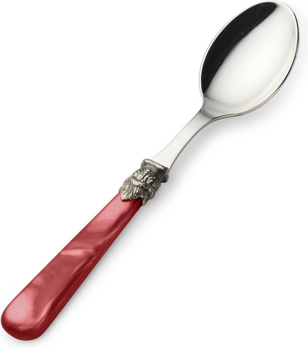 Suikerlepel / Dessertlepel, Rood met Parelmoer