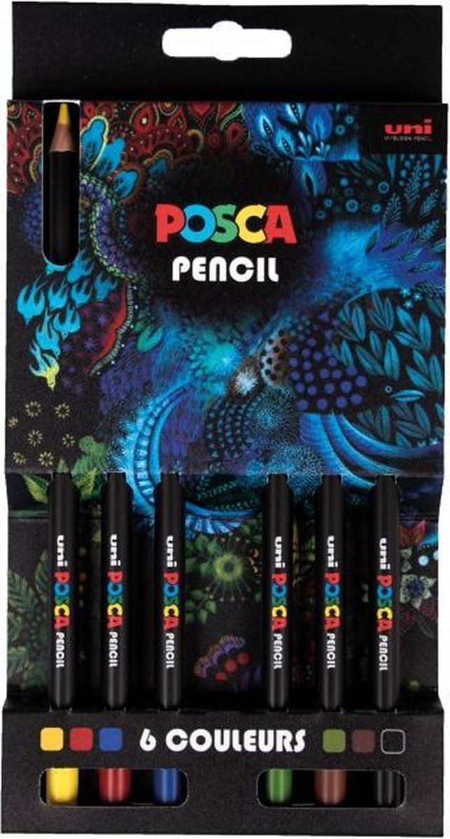 Posca Pastel - kleurpotloden - Penselenset - 6 kleuren - Voor verschillende ondergronden