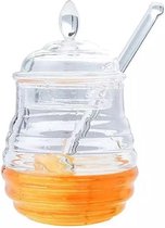 SVH Company Glazen Honingpot met Lepel en Deksel - Glas Honing Pot Dipper Dip Diplepel - 245 ML