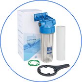 Aquafilter Filterhuis transparant 10 " met 3/4" aansluitingen met sedimentfilter 5 micron.