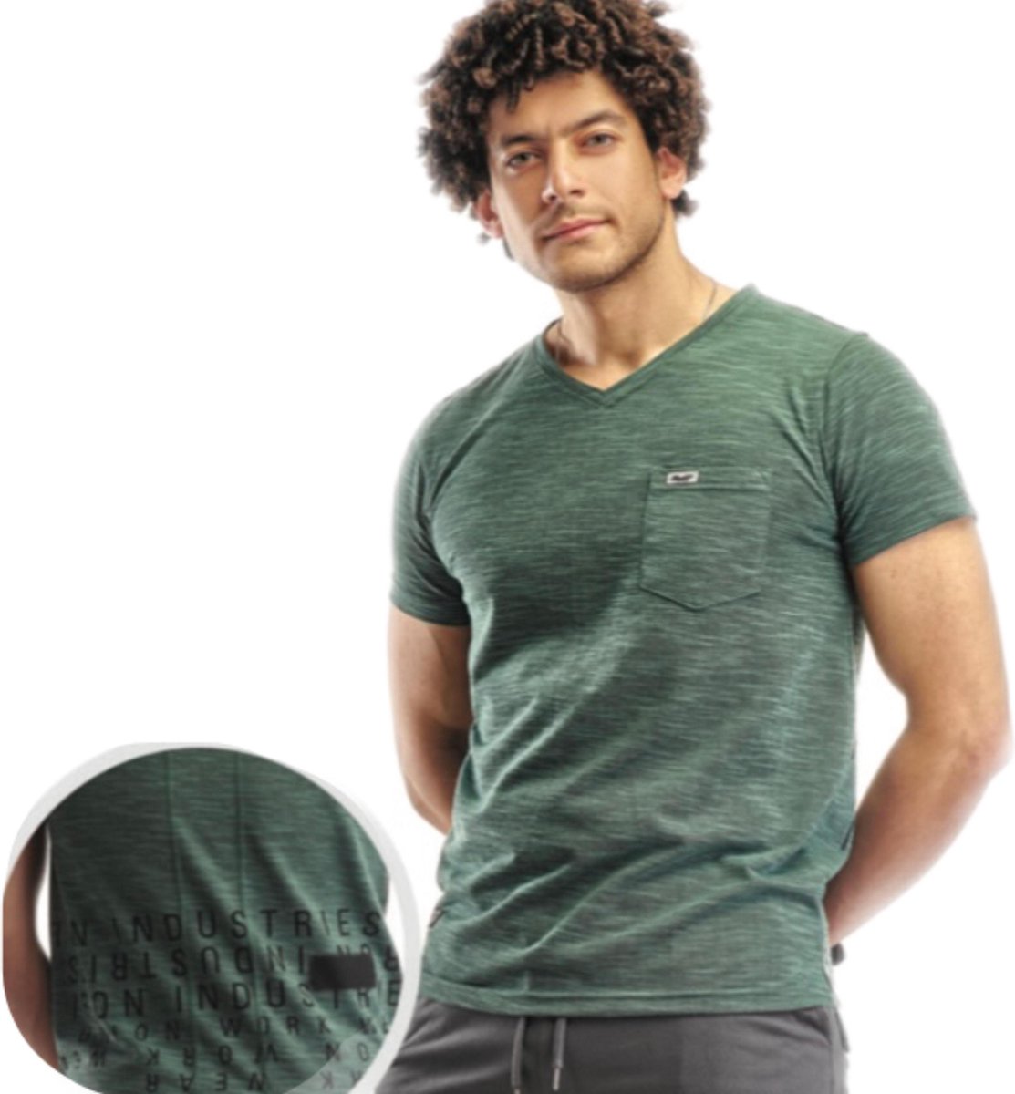 Embrator mannen T-shirt grijs/groen melange maat M