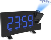 Slinks Wekkerradio met projectie - draadloze oplader – Projectiewekker - USB - Blauw - Projectieklok