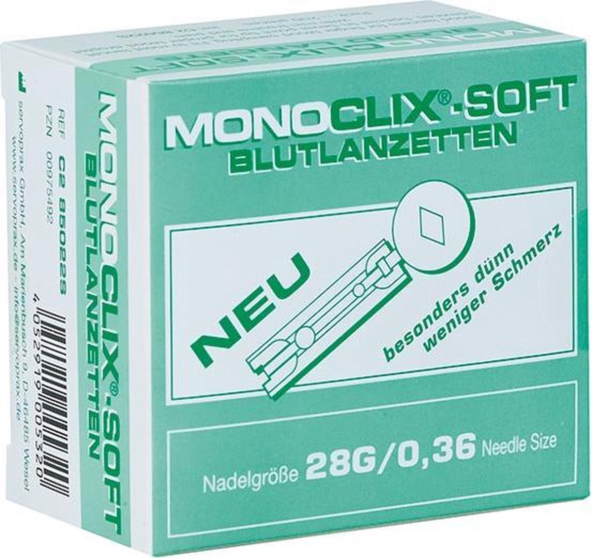 Goedkoopste Monoclix Soft Lancetten 200 Stuks 28G = 0,36 mm
