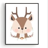 Poster Lieve Hert - Bos Dieren - Kinderkamer - Dieren Poster - Babykamer - Kinderposter / Babyshower Cadeau - 40x30cm - PosterCity