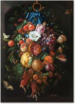 Graphic Message - Schilderij op Canvas - Festoen van Vruchten en Bloemen - de Heem - Reproductie